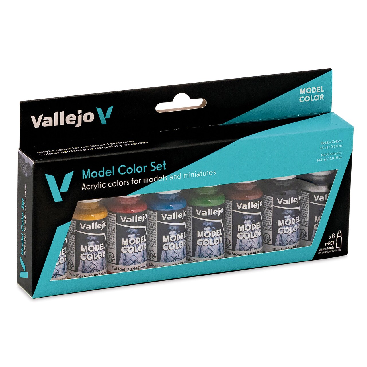 Vallejo Acrylic Model Color Paints Set - Set of 8, Wargame Basics, 18 ml